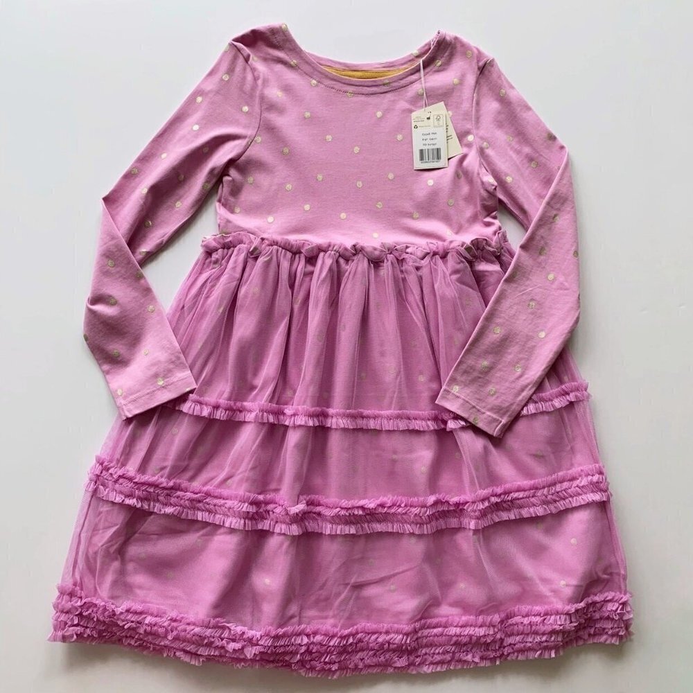 NWT Mini Boden Girl Long Sleeve Jersey Tulle Dress 5-6  or 6-7 or 7-8 Years
